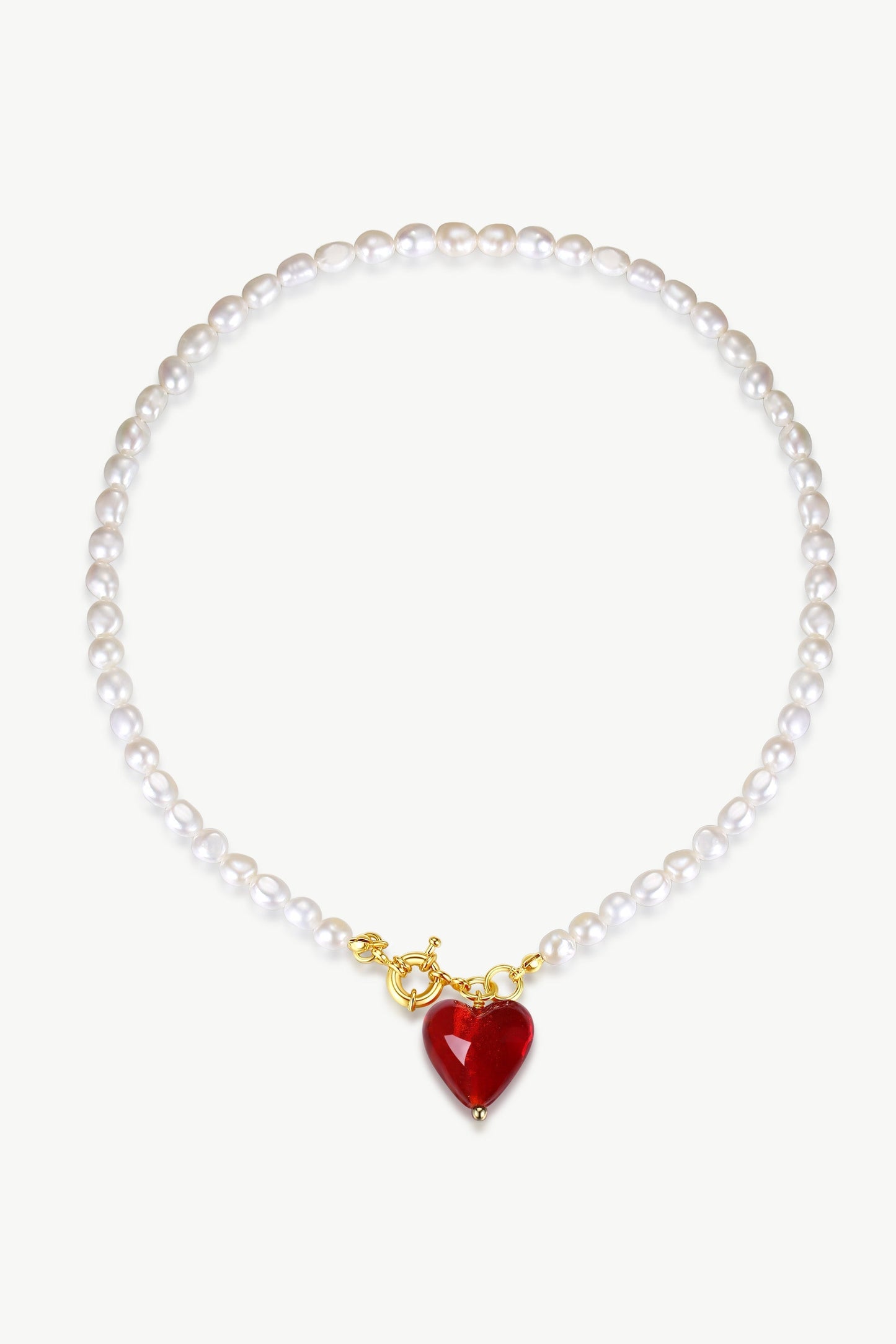 Esm¨¦e Red Glaze Heart Pendant Pearl Necklace